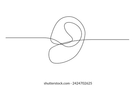 Human ear continuous one line drawing. World deaf day single line concept template