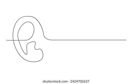 Human ear continuous one line drawing. World deaf day single line concept template