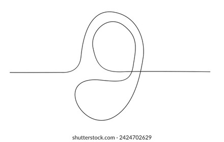 Human ear continuous one line drawing. World deaf day single line concept template