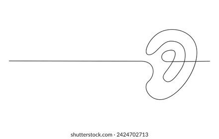 Human ear continuous one line drawing. World deaf day single line concept template