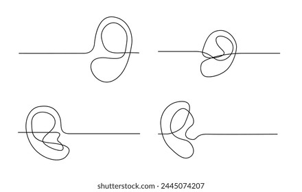 Human ear continuous one line drawing. World deaf day single line concept template