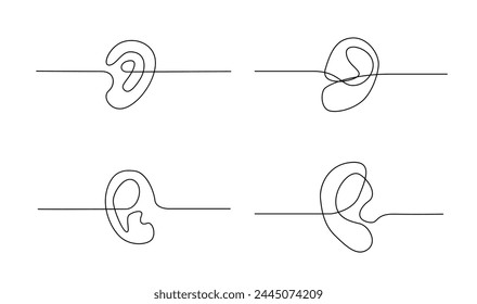 Human ear continuous one line drawing. World deaf day single line concept template