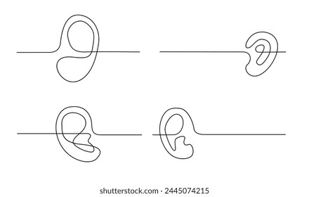 Human ear continuous one line drawing. World deaf day single line concept template