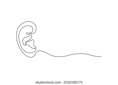 Human ear continuous one line drawing. Minimalist vector illustration.
