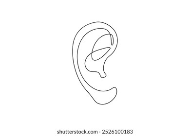 Human ear continuous one line drawing. Minimalist vector illustration.