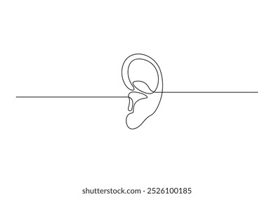 Dibujo continuo de una línea del oído humano. Ilustración vectorial minimalista.