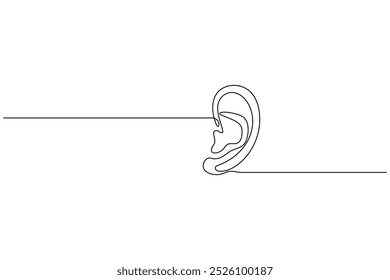 Human ear continuous one line drawing. Minimalist vector illustration.