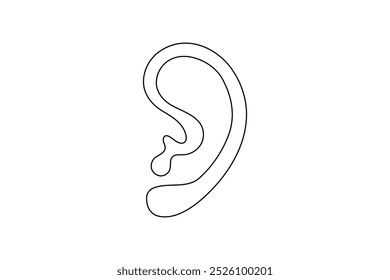 Human ear continuous one line drawing. Minimalist vector illustration.