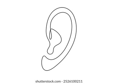 Human ear continuous one line drawing. Minimalist vector illustration.