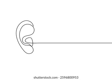 Human ear continuous one line drawing and minimalist style isolate outline vector icon