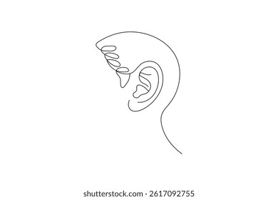Human ear continuous one line art outline vector minimalist design
