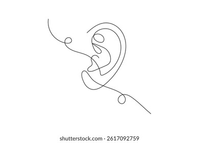 Human ear continuous one line art outline vector minimalist design
