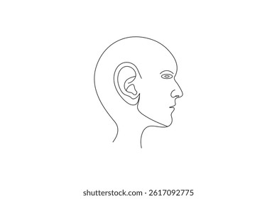 Human ear continuous one line art outline vector minimalist design
