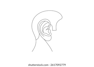 Human ear continuous one line art outline vector minimalist design
