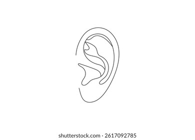 Human ear continuous one line art outline vector minimalist design
