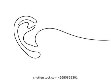 Oído humano continuo una línea de arte dibujo abstracto de la oreja de contorno minimalista Ilustración vectorial
