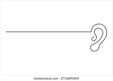 Desenho contínuo de uma linha do ouvido humano. Dia surdo mundial orelha uma linha design vetor ilustração