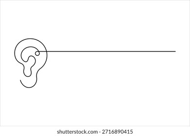 Desenho contínuo de uma linha do ouvido humano. Dia surdo mundial orelha uma linha design vetor ilustração