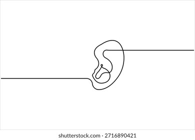 Desenho contínuo de uma linha do ouvido humano. Dia surdo mundial orelha uma linha design vetor ilustração