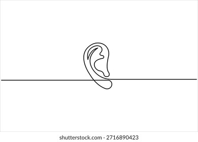 Desenho contínuo de uma linha do ouvido humano. Dia surdo mundial orelha uma linha design vetor ilustração