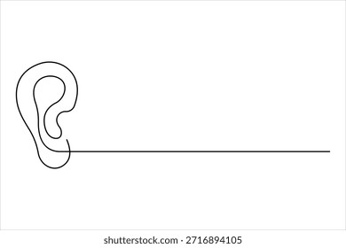 Dibujo de arte de una línea continua del oído humano del diseño. Ilustración vectorial minimalista de la línea simple del oído