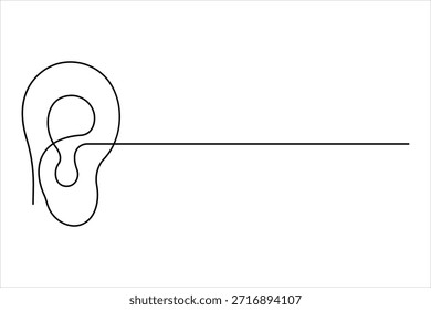 Human ear continuous one line art drawing of design. Ear simple line minimalist vector illustration