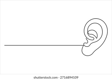 Dibujo de arte de una línea continua del oído humano del diseño. Ilustración vectorial minimalista de la línea simple del oído