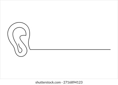 Dibujo de arte de una línea continua del oído humano del diseño. Ilustración vectorial minimalista de la línea simple del oído