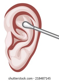 human ear and cotton swabs 