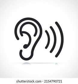 human ear or hearing aid icon isolated