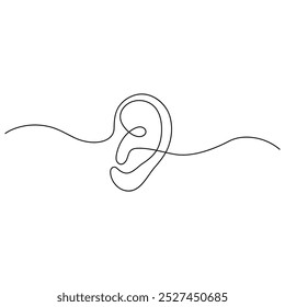 Human ear icon  continuous one line drawing outline vector illustration