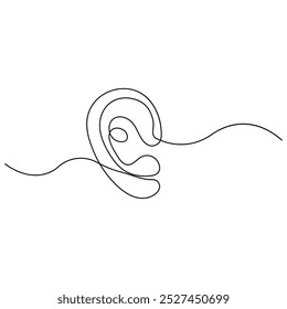Human ear icon  continuous one line drawing outline vector illustration
