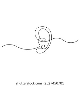 Icono de oído humano Ilustración vectorial de contorno de dibujo de una línea continua