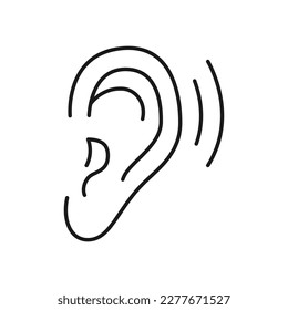 Human ear icon. High quality black vector illustration.