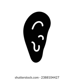 Icono de oído humano aísla la ilustración del material del vector de fondo blanco.