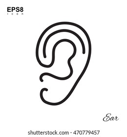 Human ear icon isolated on white background