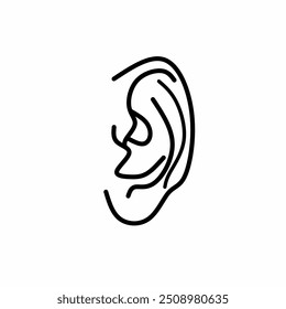 Human ear icon line art vector illustration isolated on white 