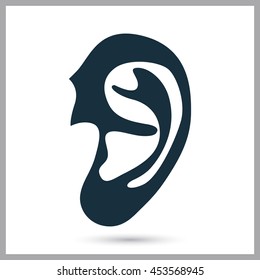 Human ear icon on the background