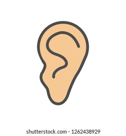 Human ear icon. Vector illustration, flat design.