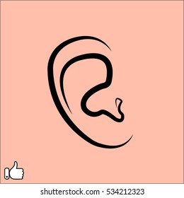 human ear, icon, vector illustration EPS 10