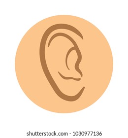 Human ear icon. Vector pictogram illustration, isolated on white background.