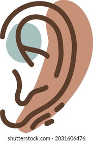 Human ear, illustration, vector, on a white background.