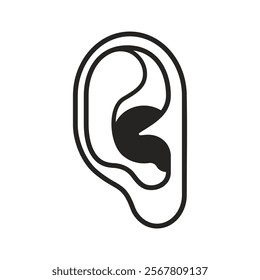 Human ear isolated. Body part symbol