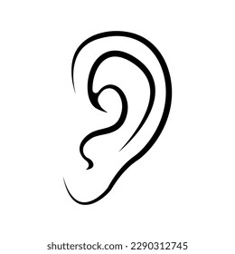 Human Ear Line Art Vector Icon Illustration