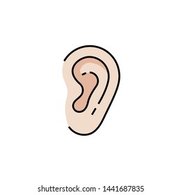 Human ear line icon. Hearing aid symbol. Medical listen sign isolated on white background. Vector illustration.