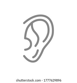 Human ear line icon. Hearing organ symbol