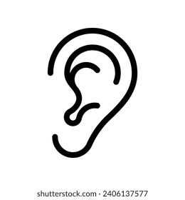 Human ear line icon isolated on white background.