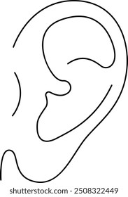 Human Ear Line Illustration Vector Illustration