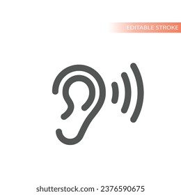 Human ear and listening line icon. Hear and hearing vector.