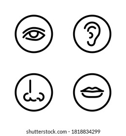 Human, Ear, Nose, Eyes and Mouth icons set. Line vector. Isolate on white background.